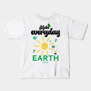 make everyday earth day  2024 gift april 22 Cute Teacher  Lover Rainbow Kids T-Shirt